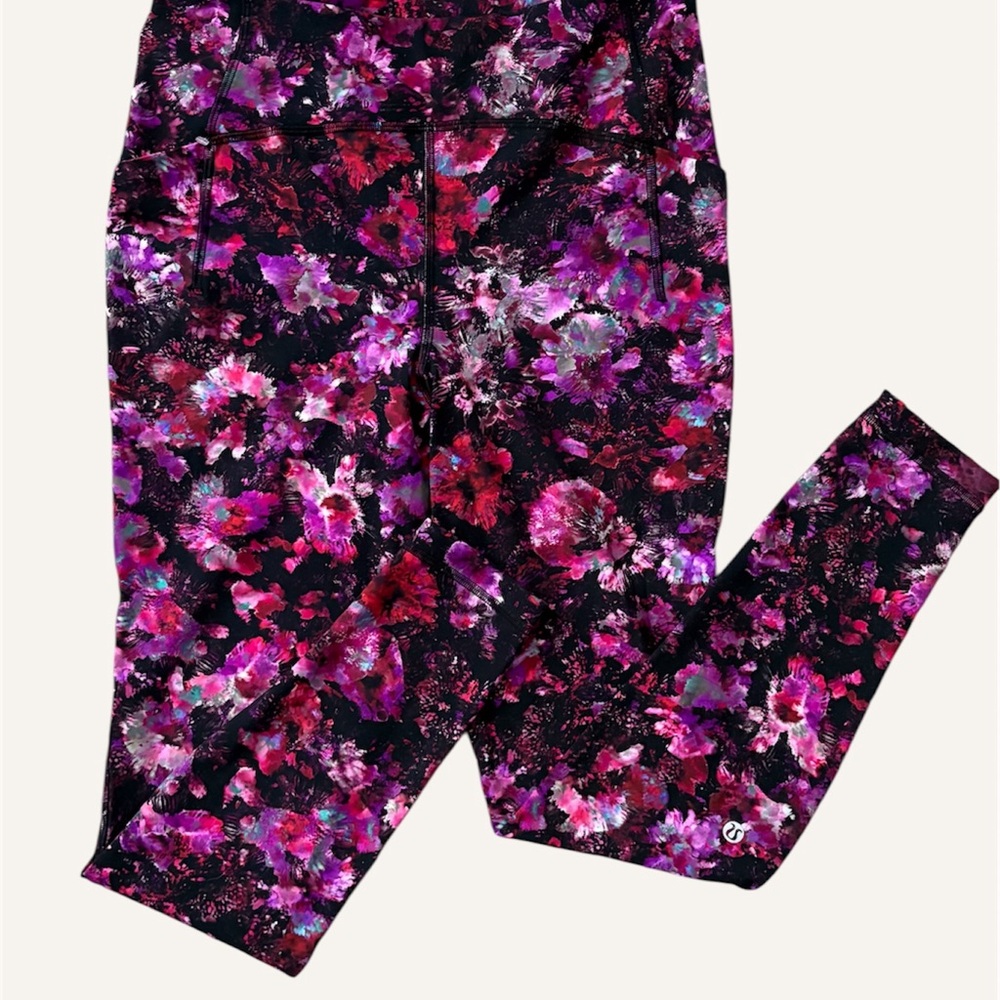 Lululemon Athletica Purple and Pink Floral Leggings